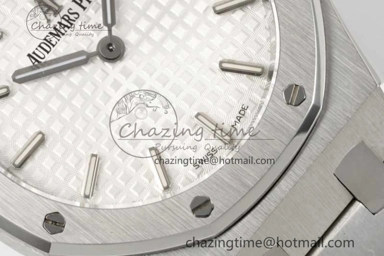 Royal Oak 33mm Ladies SS 8F Best Edition White Dial on SS Bracelet Quartz Durable 4783