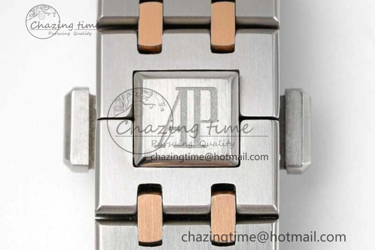 OdorResistant Royal Oak 33mm Ladies SS RG 8F Best Edition White Dial Diamonds Bezel on SS RG Bracelet Quartz 4781