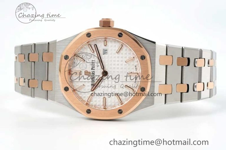 Royal Oak 33mm Ladies SS RG 8F Best Edition White Dial on SS RG Bracelet Quartz Casual 10245