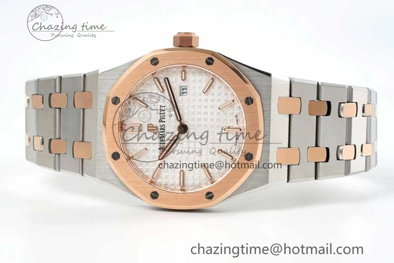 Royal Oak 33mm Ladies SS RG 8F Best Edition White Dial on SS RG Bracelet Quartz Casual 10245
