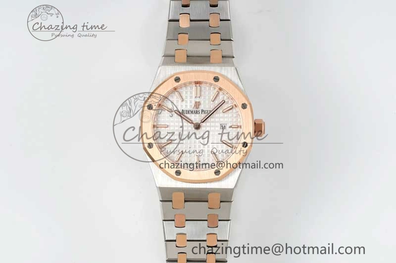 Royal Oak 33mm Ladies SS RG 8F Best Edition White Dial on SS RG Bracelet Quartz Casual 10245