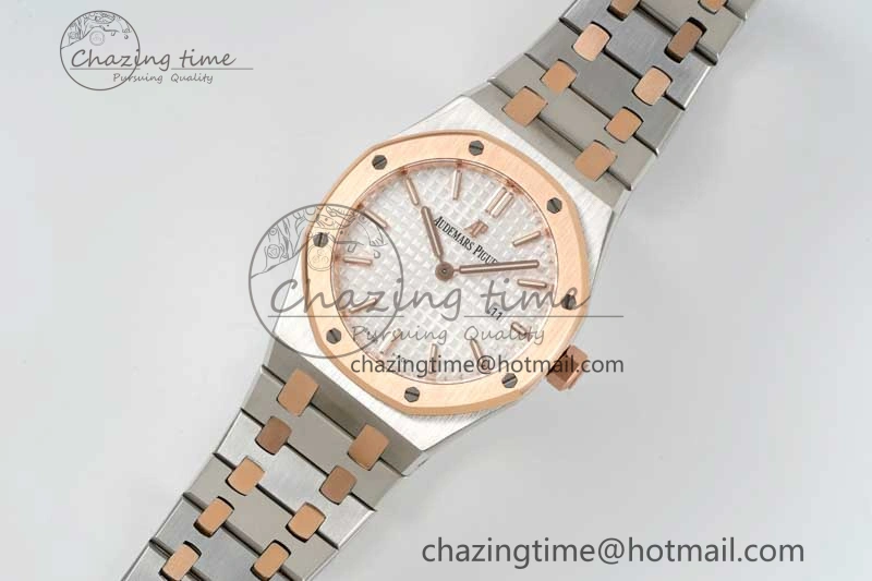 Royal Oak 33mm Ladies SS RG 8F Best Edition White Dial on SS RG Bracelet Quartz Casual 10245