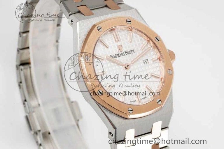 Royal Oak 33mm Ladies SS RG 8F Best Edition White Dial on SS RG Bracelet Quartz Casual 10245