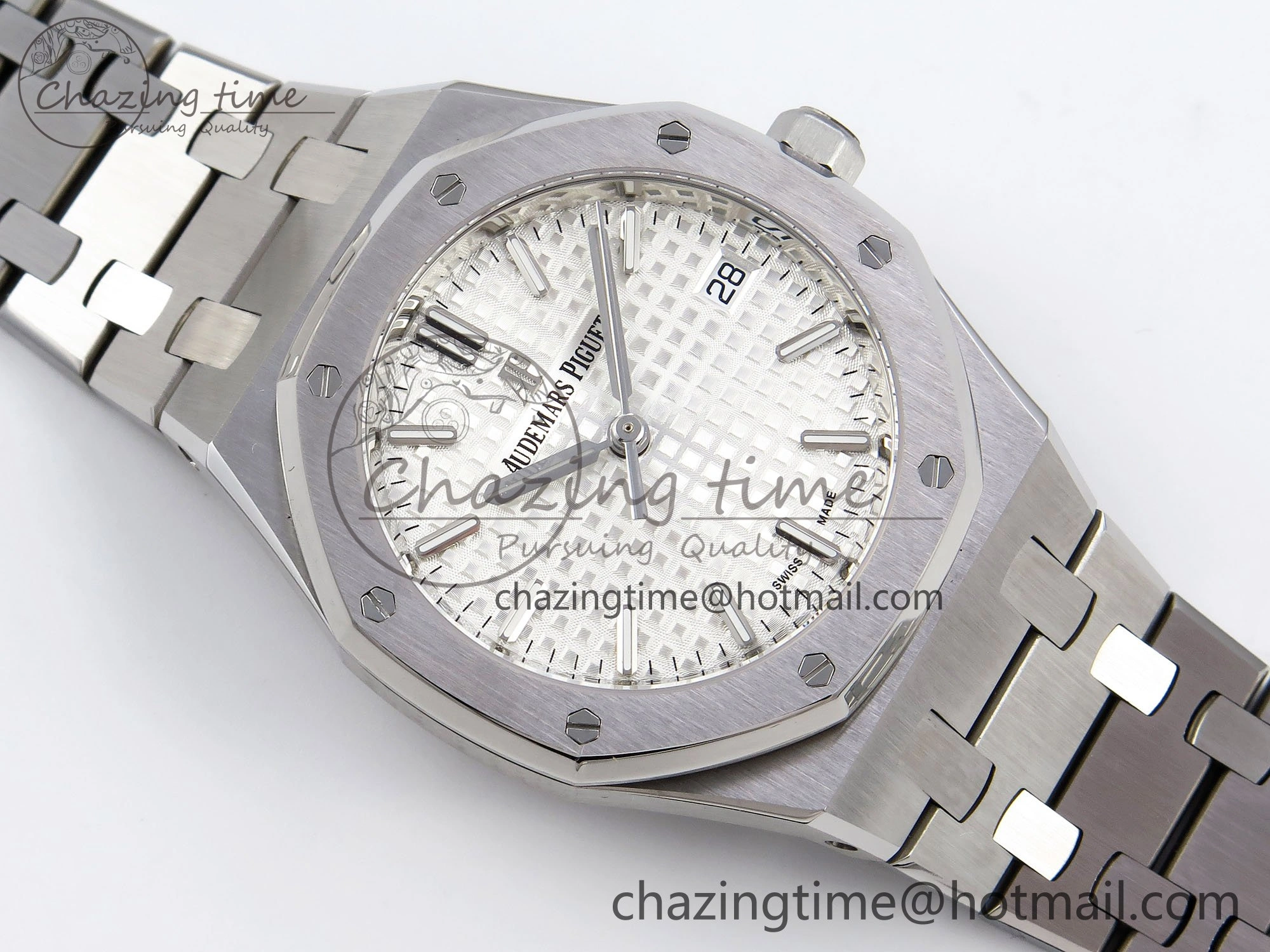 Durable Royal Oak 34mm SS ZF 1:1 Best Edition White Textured Dial on SS Bracelet A 4460