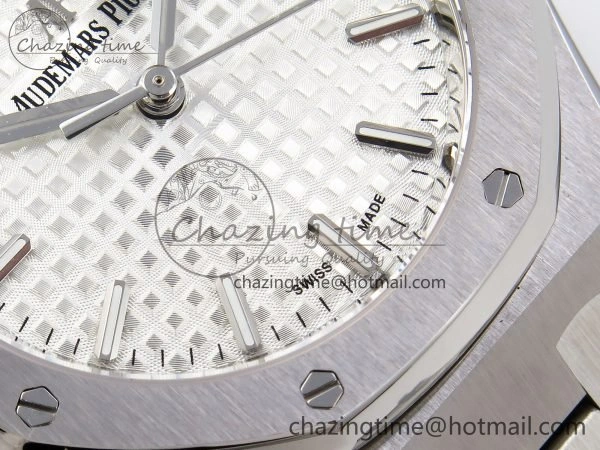 Durable Royal Oak 34mm SS ZF 1:1 Best Edition White Textured Dial on SS Bracelet A 4460