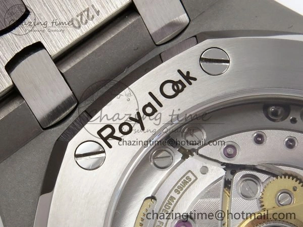 Breathable Royal Oak 37mm 15450 Diamond SS APSF 1:1 Best Edition Black Textured Dial on SS Bracelet SA3120 Super Clone 4432