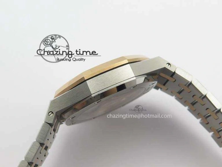 Practical Royal Oak 37mm 15450 RG Bezel JF 1:1 Best Edition Black Dial On SS RG Bracelet A 5058
