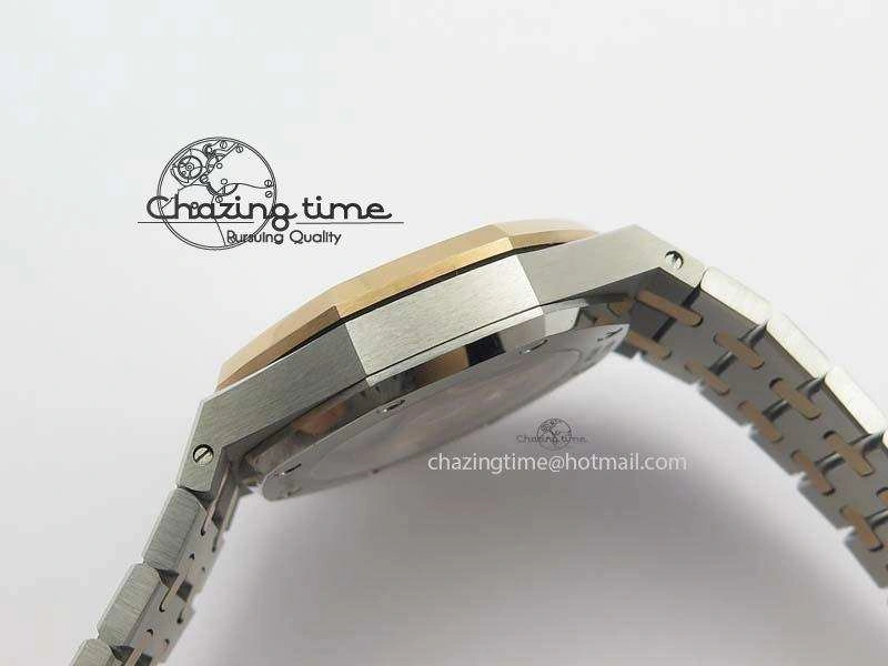 Practical Royal Oak 37mm 15450 RG Bezel JF 1:1 Best Edition Black Dial On SS RG Bracelet A 5058