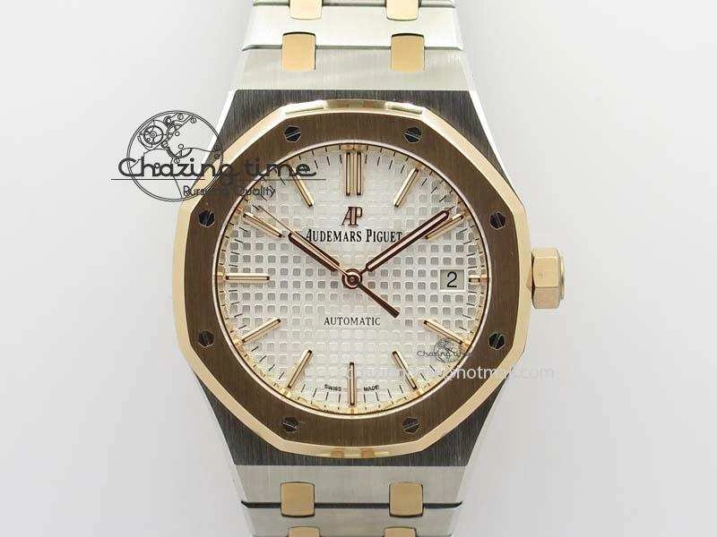 Royal Oak 37mm 15450 RG Bezel JF 1:1 Best Edition Silver Dial On SS RG Bracelet A Effortless 5061