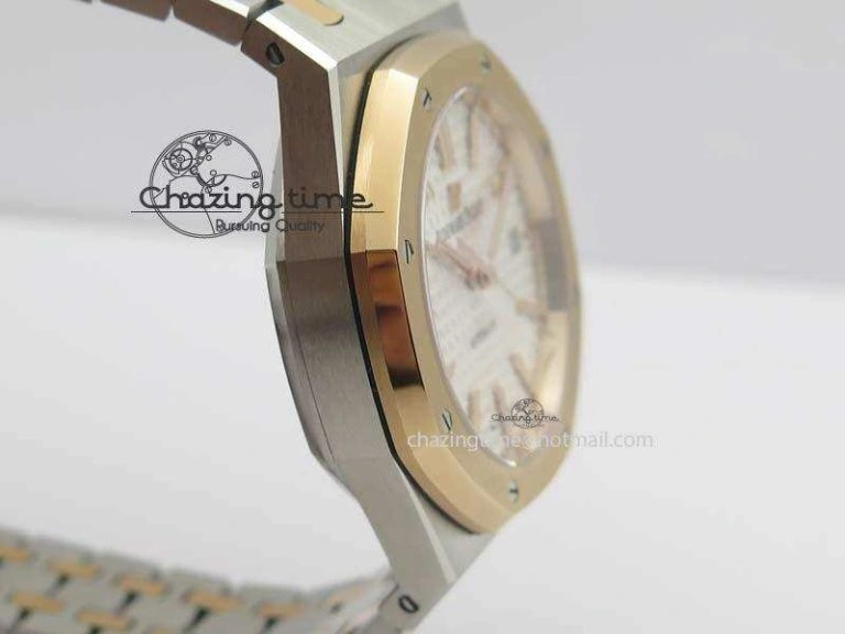 Royal Oak 37mm 15450 RG Bezel JF 1:1 Best Edition Silver Dial On SS RG Bracelet A Effortless 5061