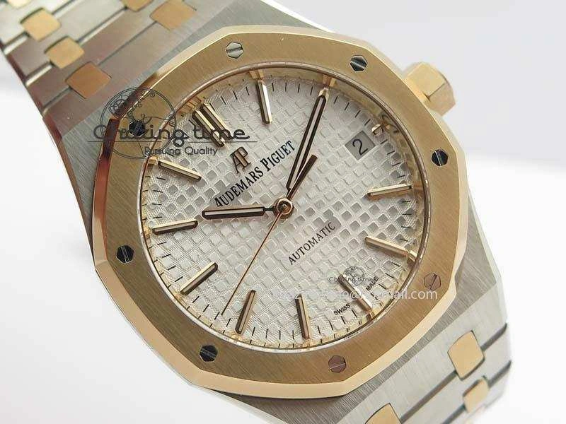 Royal Oak 37mm 15450 RG Bezel JF 1:1 Best Edition Silver Dial On SS RG Bracelet A Effortless 5061