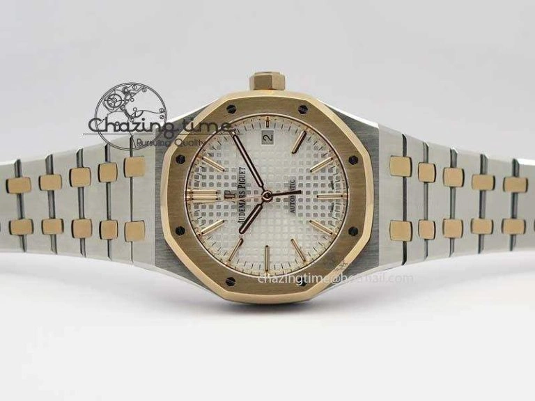 Royal Oak 37mm 15450 RG Bezel JF 1:1 Best Edition Silver Dial On SS RG Bracelet A Effortless 5061