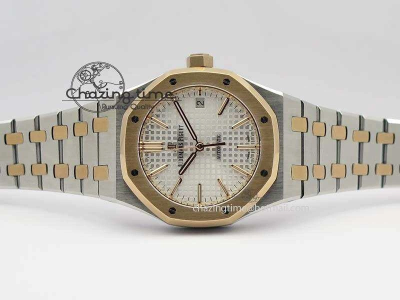 Royal Oak 37mm 15450 RG Bezel JF 1:1 Best Edition Silver Dial On SS RG Bracelet A Effortless 5061