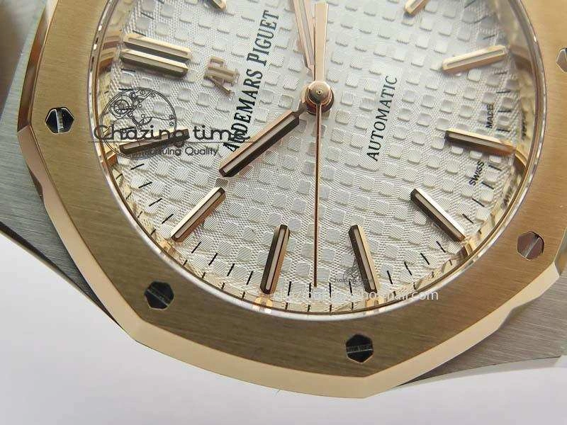 Royal Oak 37mm 15450 RG Bezel JF 1:1 Best Edition Silver Dial On SS RG Bracelet A Effortless 5061