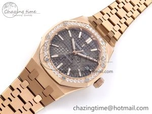 Original Royal Oak 37mm 15450 RG Diamonds Bezel IPF Best Edition Brown Dial on RG Bracelet SA3120 Super Clone 4413