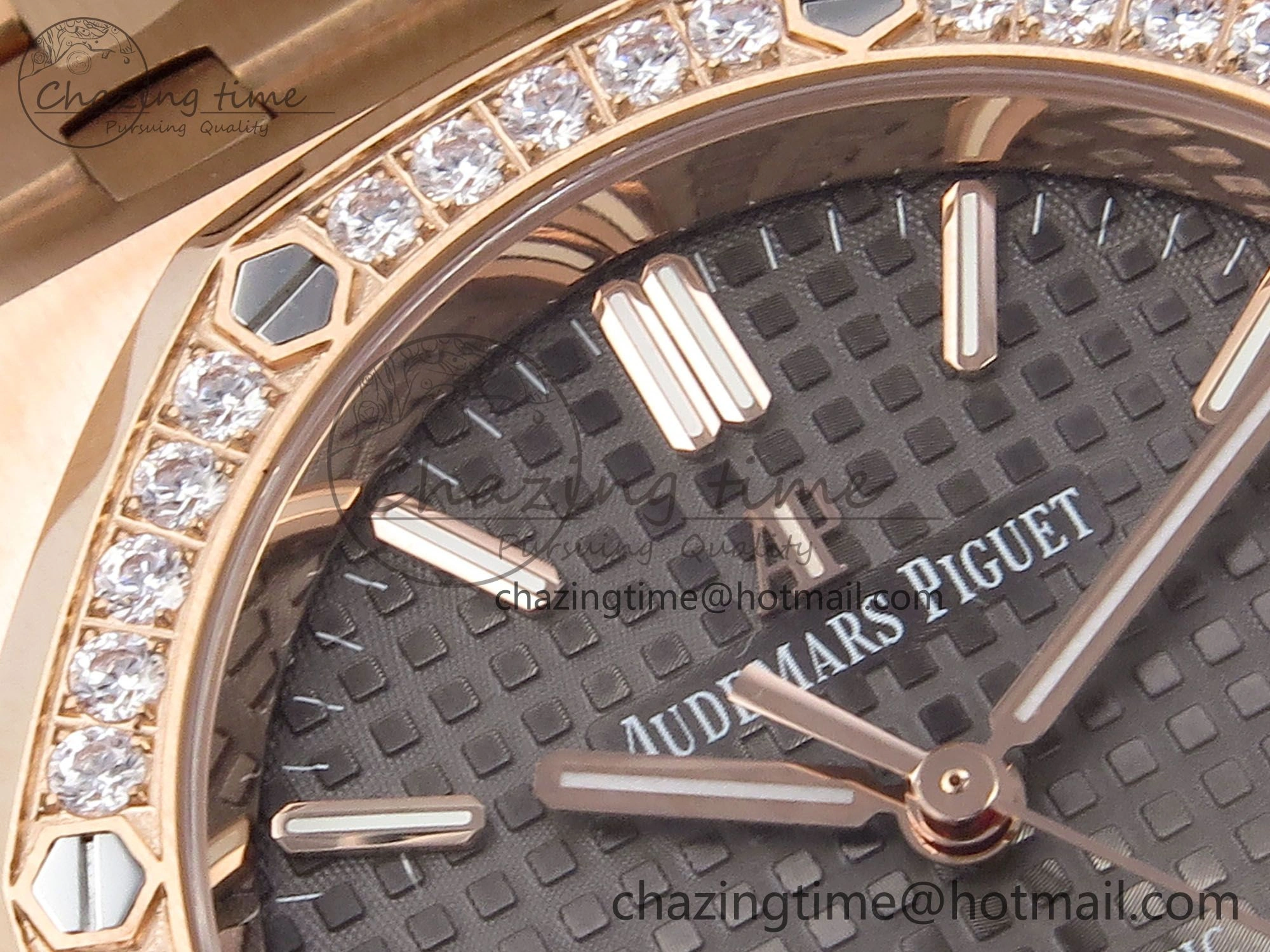 Original Royal Oak 37mm 15450 RG Diamonds Bezel IPF Best Edition Brown Dial on RG Bracelet SA3120 Super Clone 4413