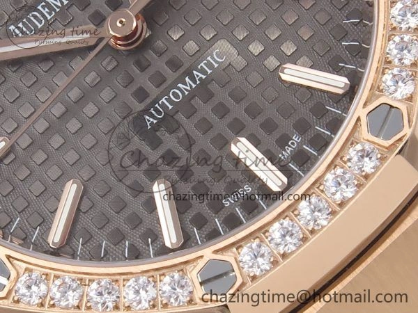 Original Royal Oak 37mm 15450 RG Diamonds Bezel IPF Best Edition Brown Dial on RG Bracelet SA3120 Super Clone 4413