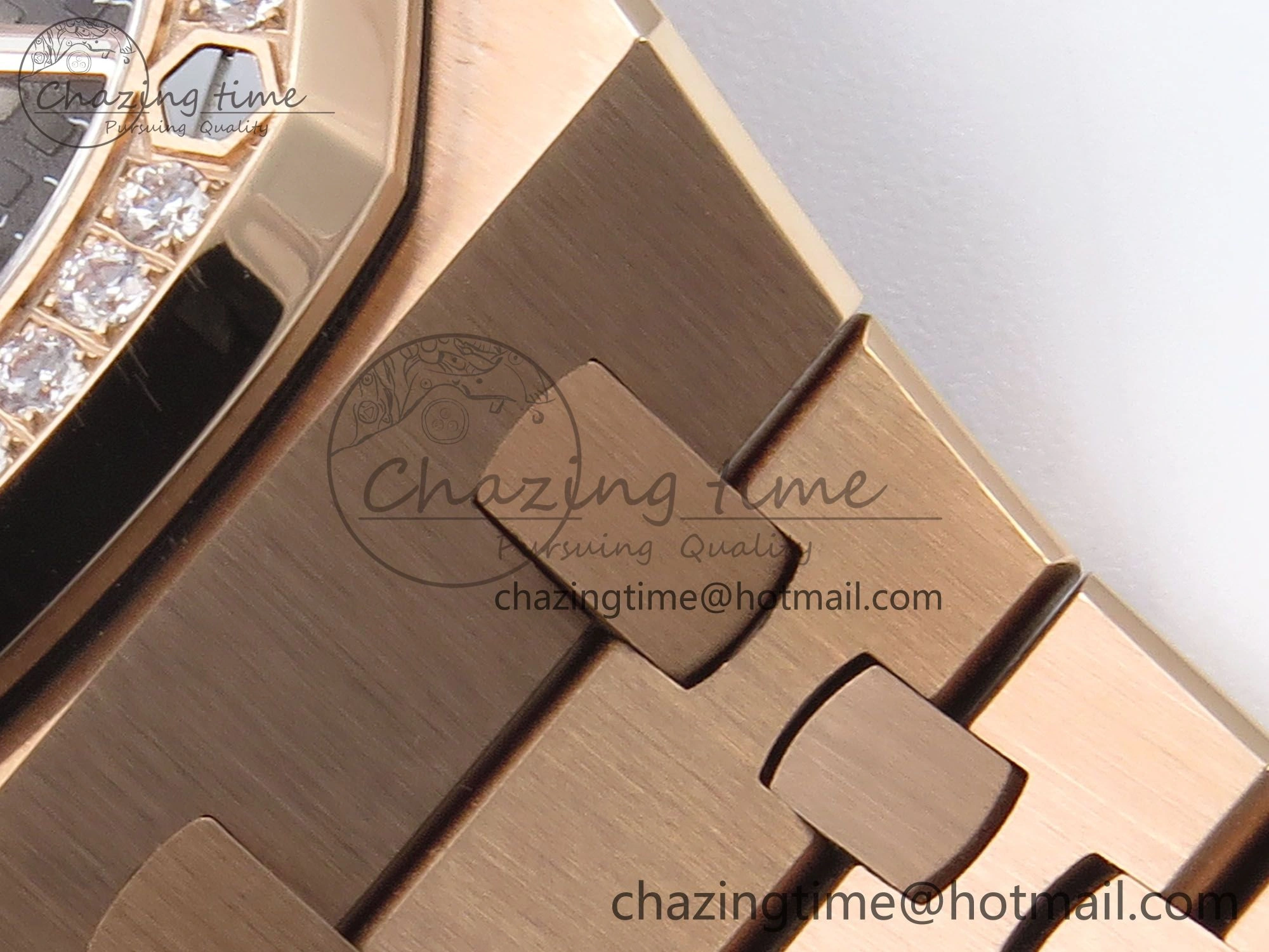 Original Royal Oak 37mm 15450 RG Diamonds Bezel IPF Best Edition Brown Dial on RG Bracelet SA3120 Super Clone 4413