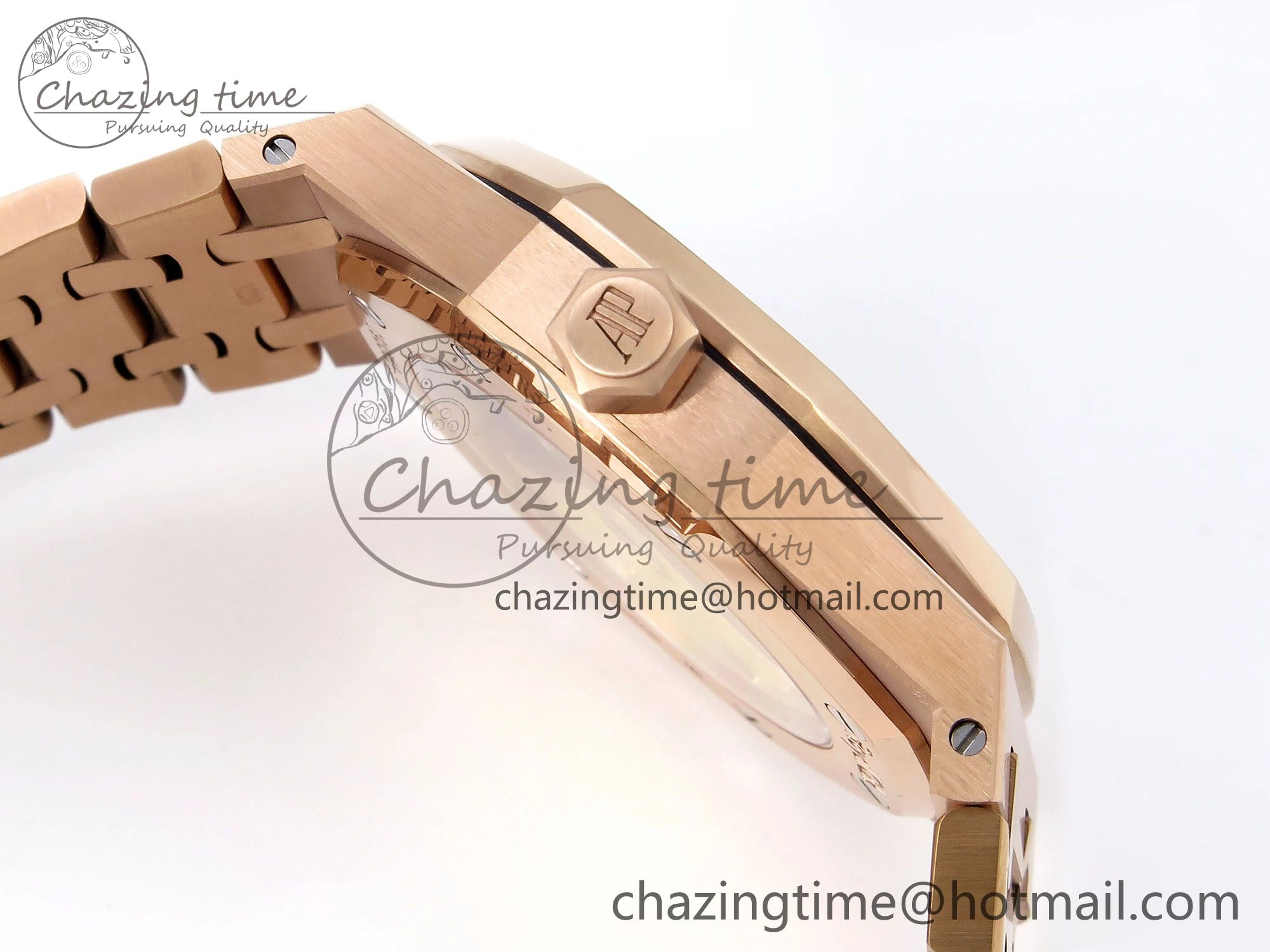 Royal Oak 37mm 15450 RG Diamonds Bezel IPF Best Edition RG Dial on RG Bracelet SA3120 Super Clone Stretchable 4423