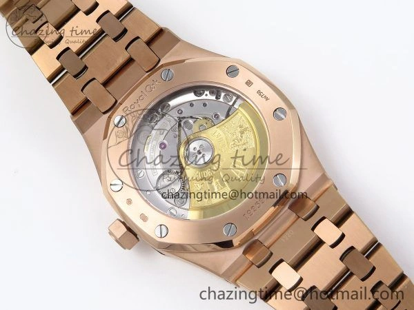 Royal Oak 37mm 15450 RG Diamonds Bezel IPF Best Edition RG Dial on RG Bracelet SA3120 Super Clone Stretchable 4423