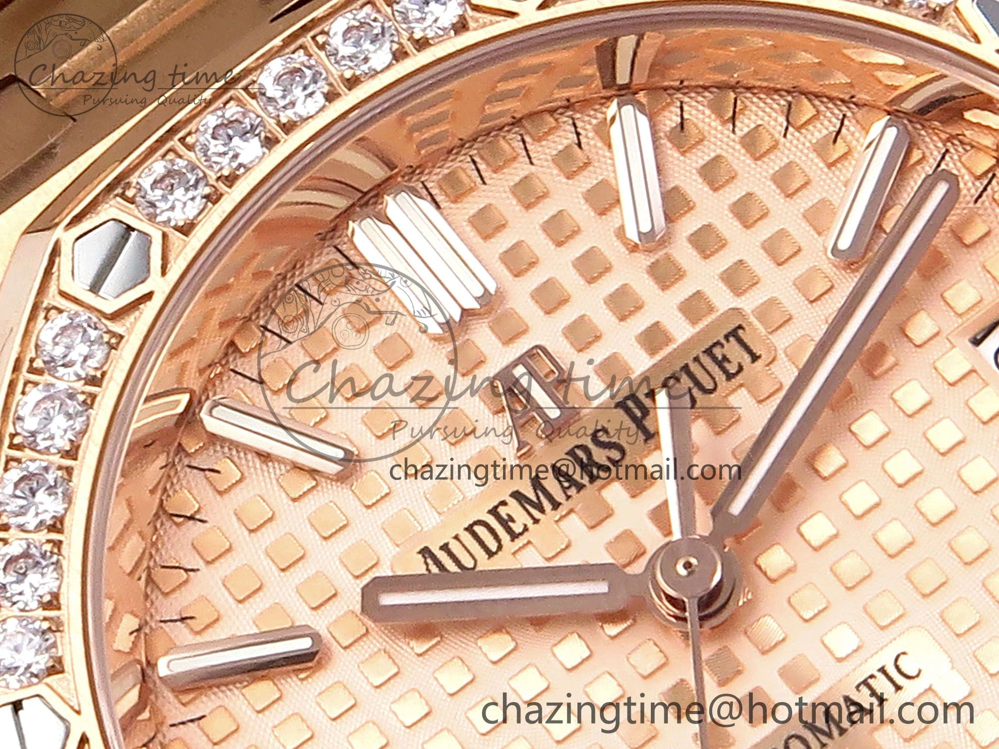 Royal Oak 37mm 15450 RG Diamonds Bezel IPF Best Edition RG Dial on RG Bracelet SA3120 Super Clone Stretchable 4423