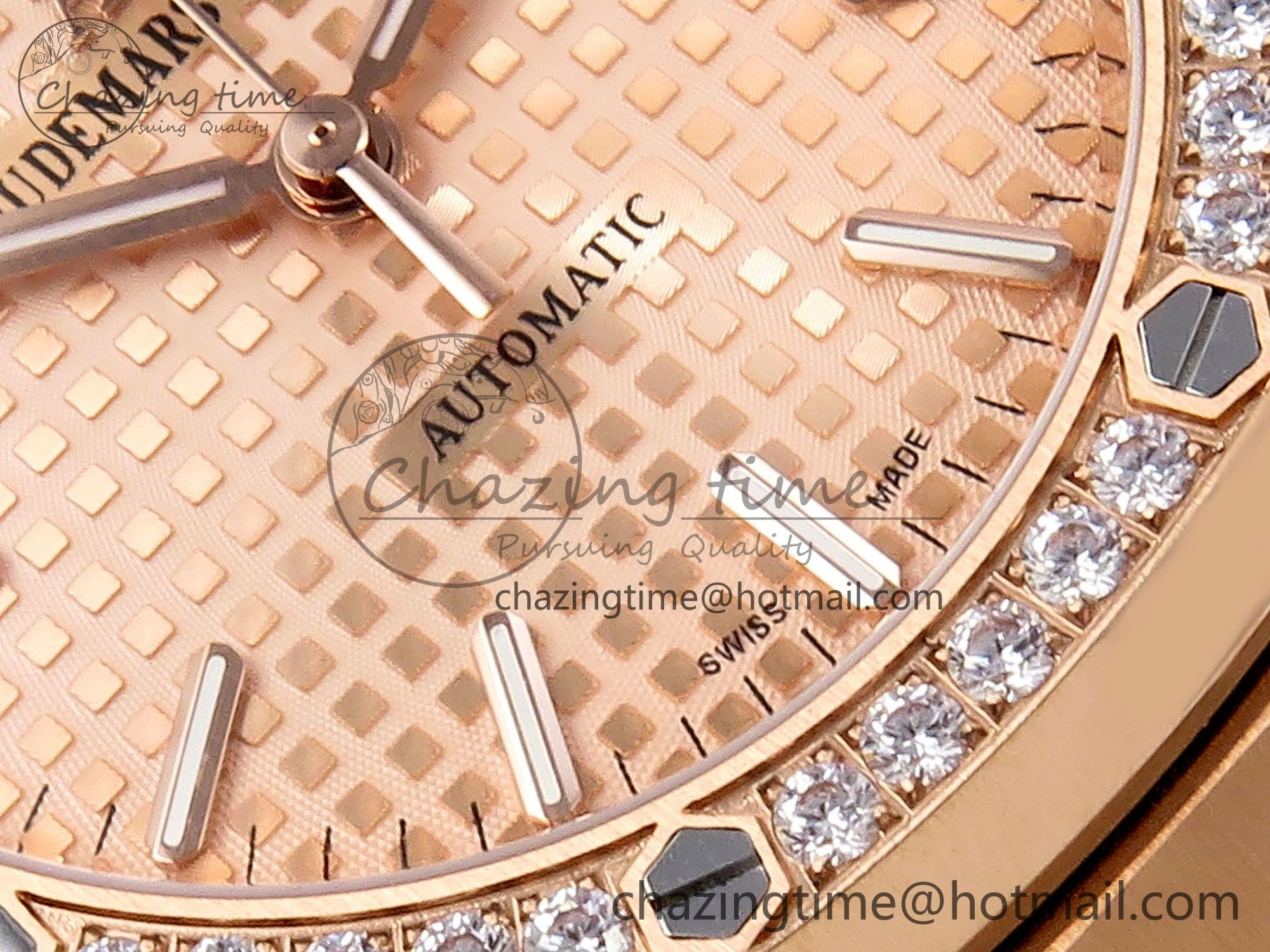 Royal Oak 37mm 15450 RG Diamonds Bezel IPF Best Edition RG Dial on RG Bracelet SA3120 Super Clone Stretchable 4423