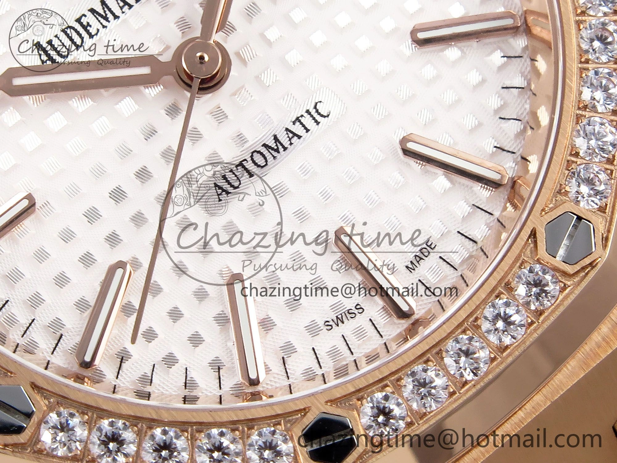 Royal Oak 37mm 15450 RG Diamonds Bezel IPF Best Edition White Dial on RG Bracelet SA3120 Super Clone Unique 4421