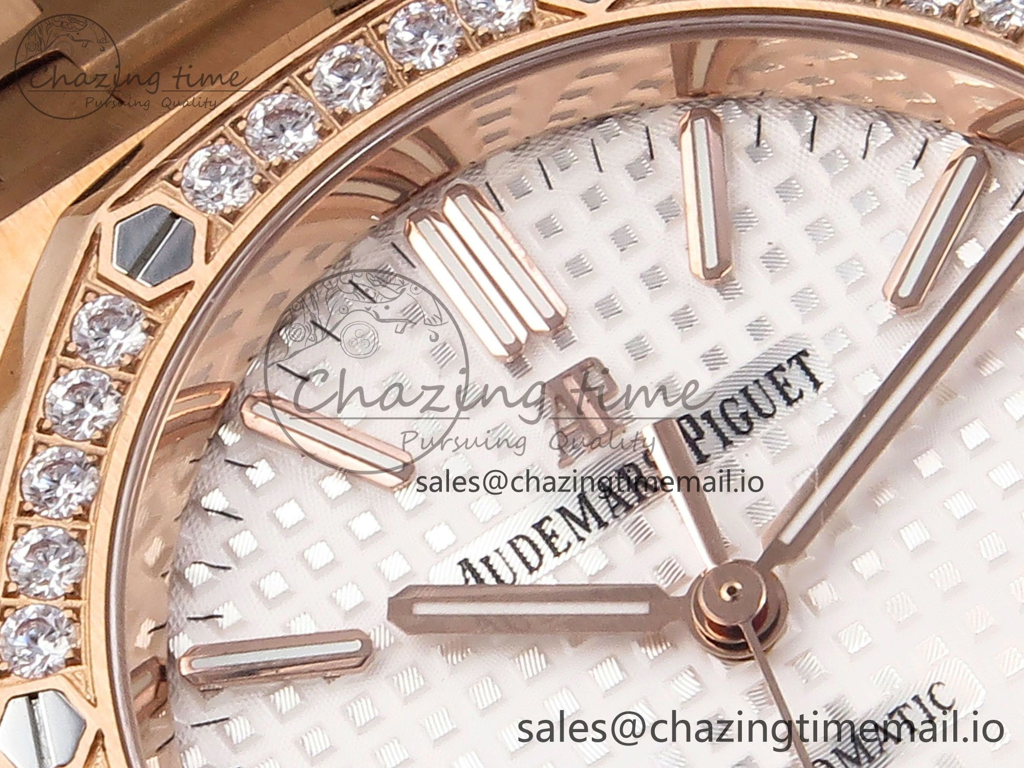 Royal Oak 37mm 15450 RG Diamonds Bezel IPF Best Edition White Dial on RG Bracelet SA3120 Super Clone Unique 4421