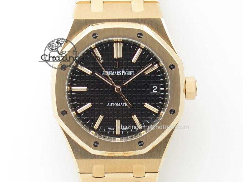 Royal Oak 37mm 15450 RG JF 1:1 Best Edition Black Dial On RG Bracelet A Comfortable 5097