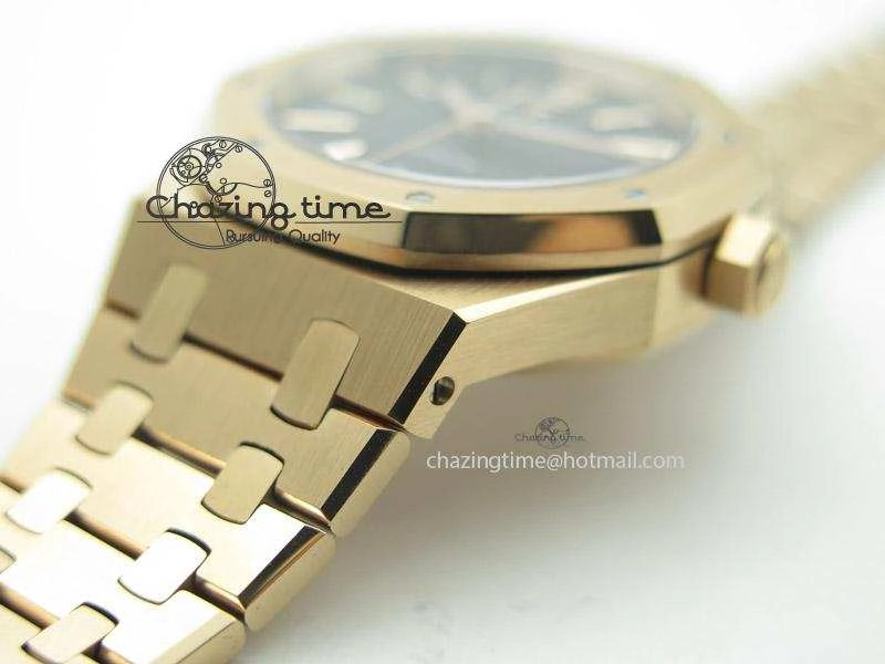 Royal Oak 37mm 15450 RG JF 1:1 Best Edition Black Dial On RG Bracelet A Comfortable 5097