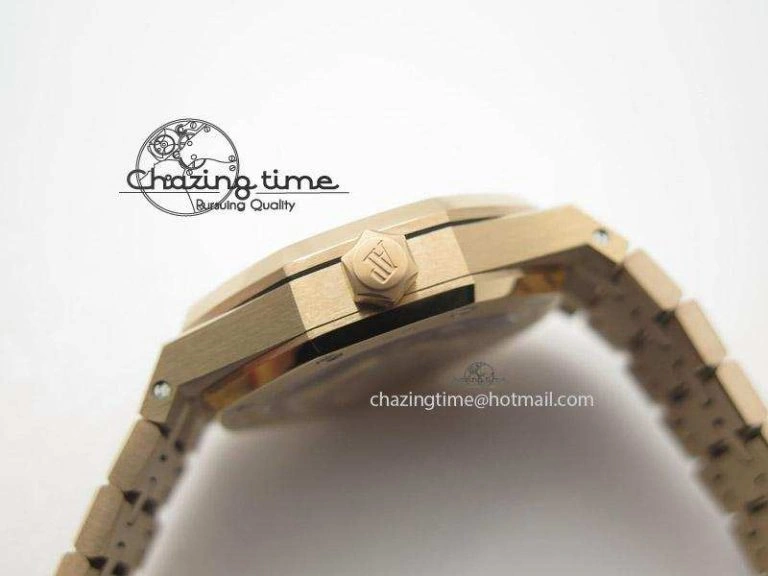 Royal Oak 37mm 15450 RG JF 1:1 Best Edition Black Dial On RG Bracelet A Comfortable 5097
