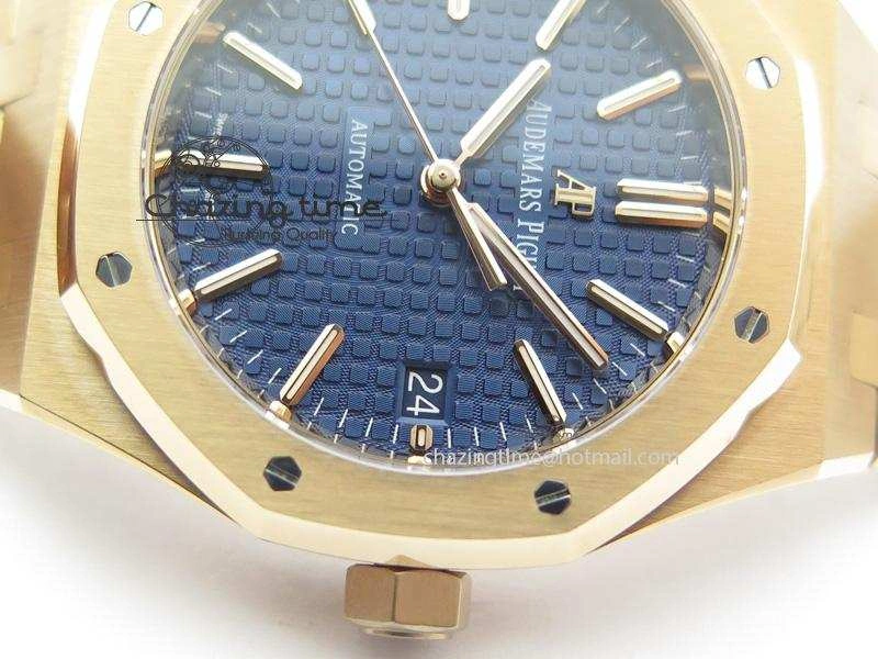 Lightweight Royal Oak 37mm 15450 RG JF 1:1 Best Edition Blue Dial On RG Bracelet A 5074