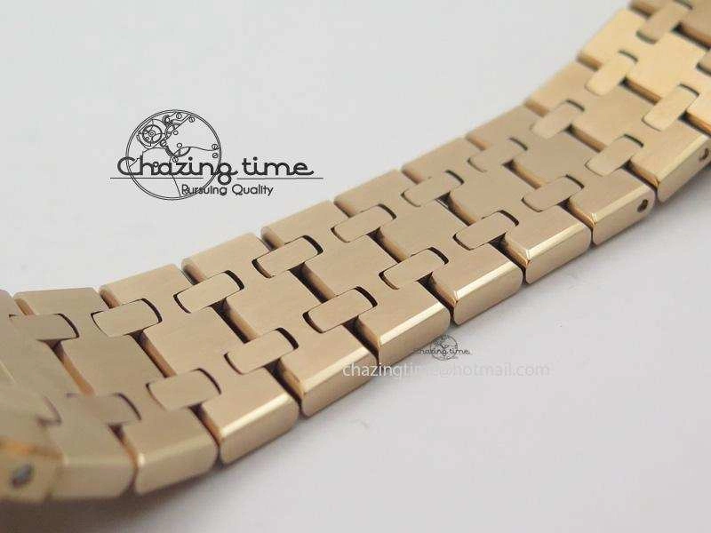 Royal Oak 37mm 15450 RG JF 1:1 Best Edition Diamonds Bezel Black Dial On RG Bracelet A EasyCare 5091
