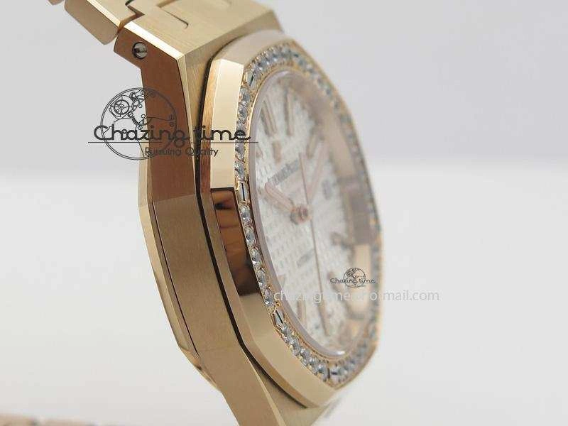 Royal Oak 37mm 15450 RG JF 1:1 Best Edition Diamonds Bezel Silver Dial On RG Bracelet A Resilient 5088