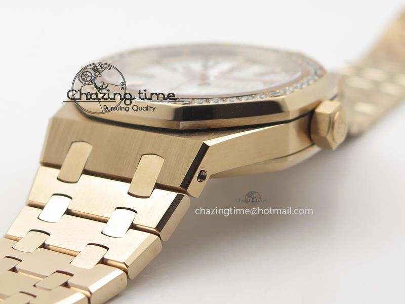 Royal Oak 37mm 15450 RG JF 1:1 Best Edition Diamonds Bezel Silver Dial On RG Bracelet A Resilient 5088