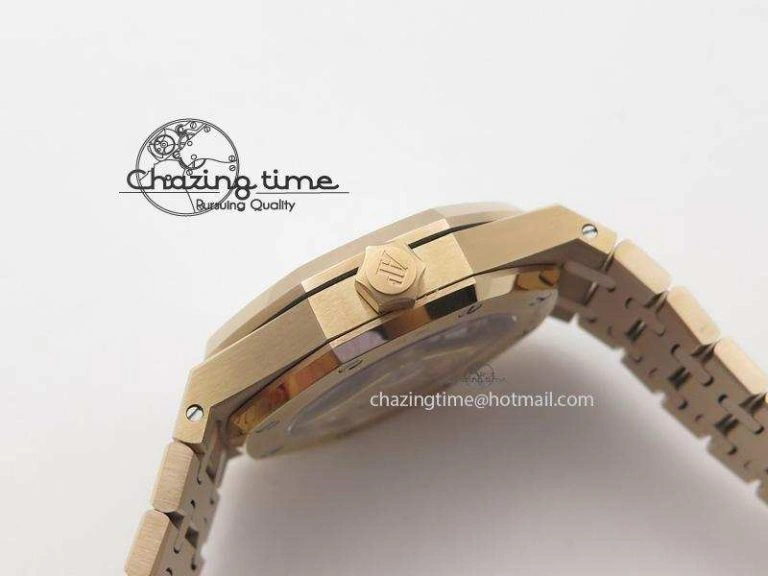 Royal Oak 37mm 15450 RG JF 1:1 Best Edition Diamonds Bezel Silver Dial On RG Bracelet A Resilient 5088