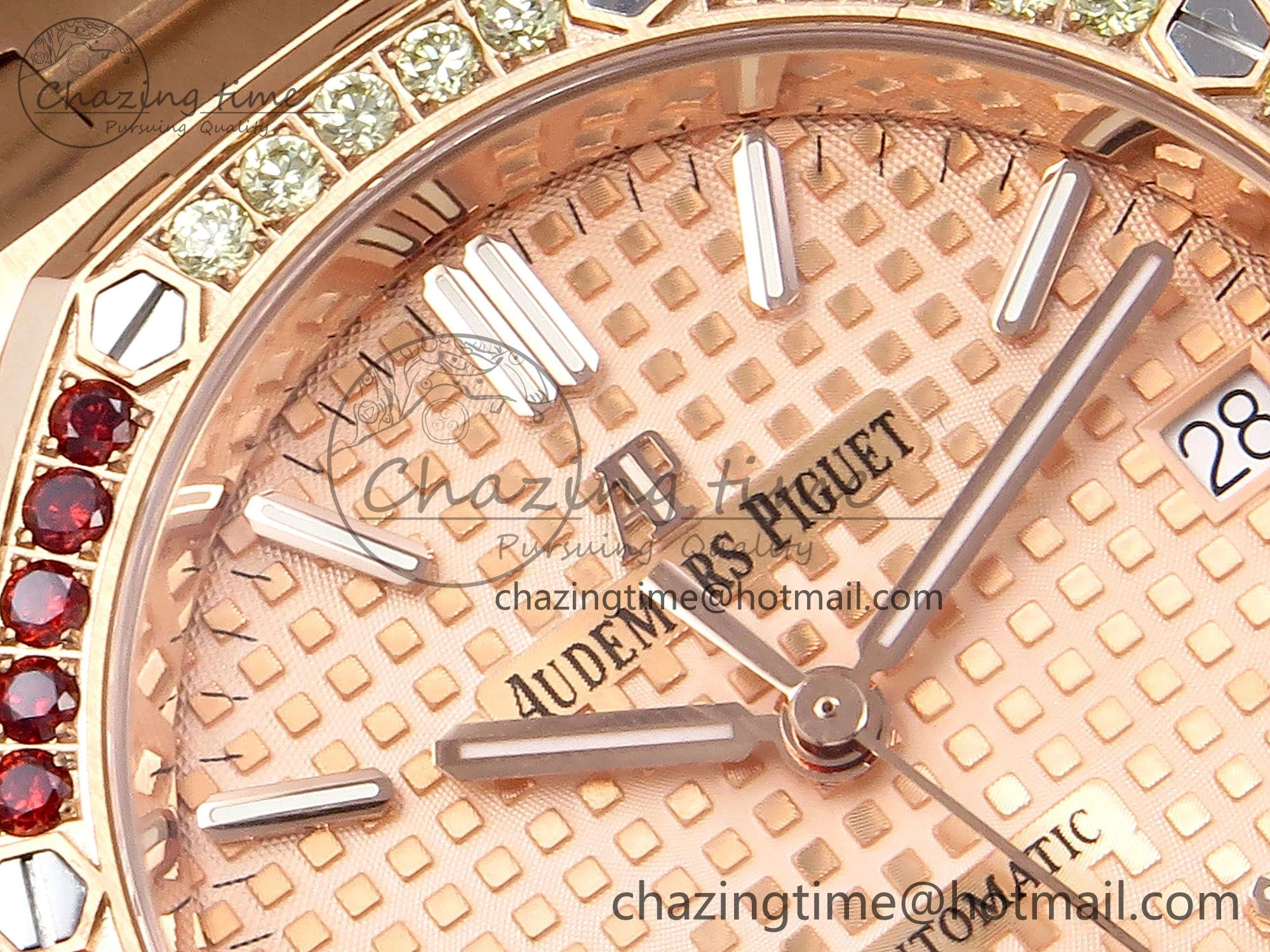 Royal Oak 37mm 15450 RG Rainbow Diamonds Bezel IPF Best Edition RG Dial on RG Bracelet SA3120 Super Clone Sleek 4411