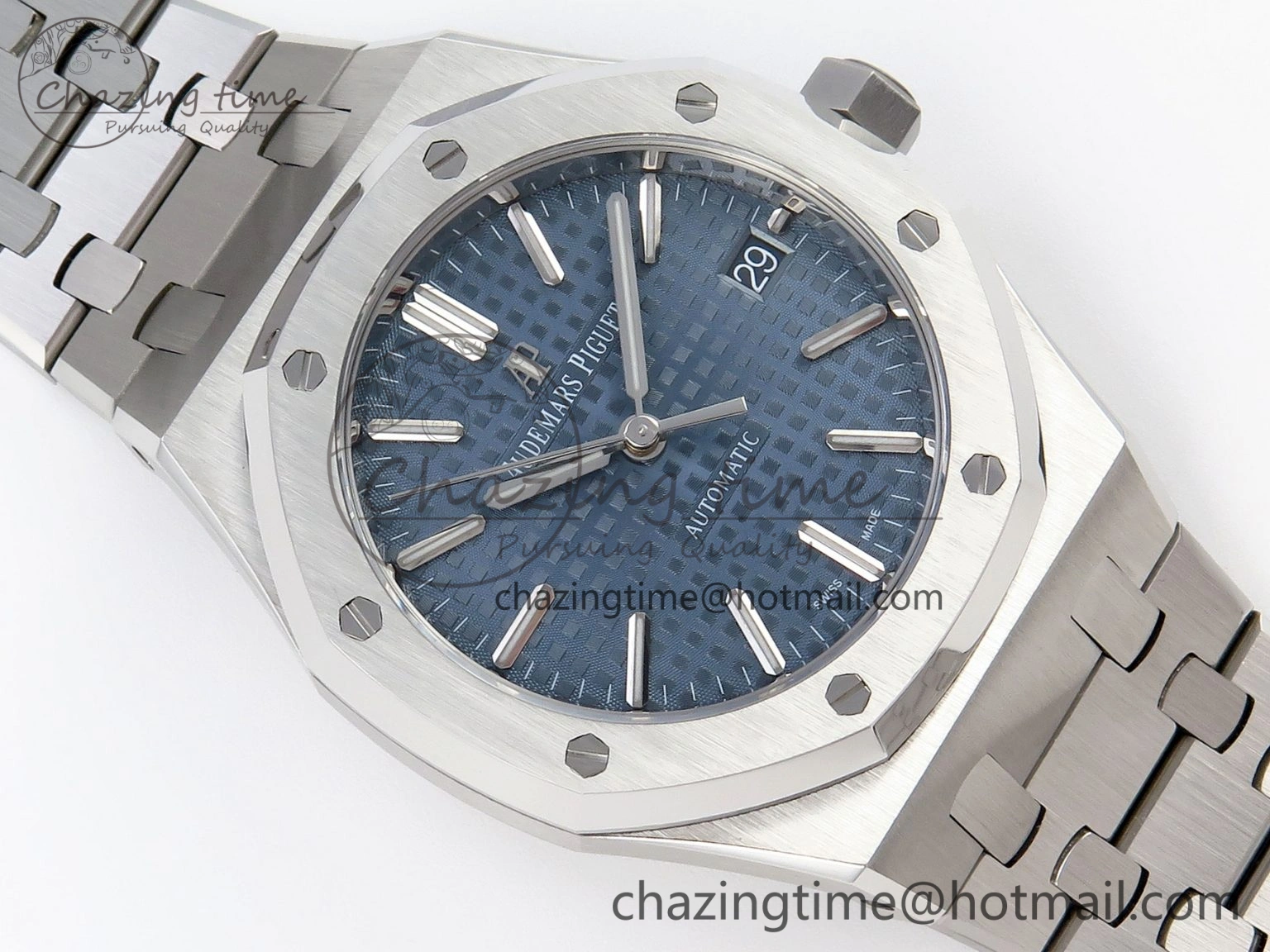 Lightweight Royal Oak 37mm 15450 SS APSF 1:1 Best Edition Blue Textured Dial on SS Bracelet SA3120 Super Clone 4565