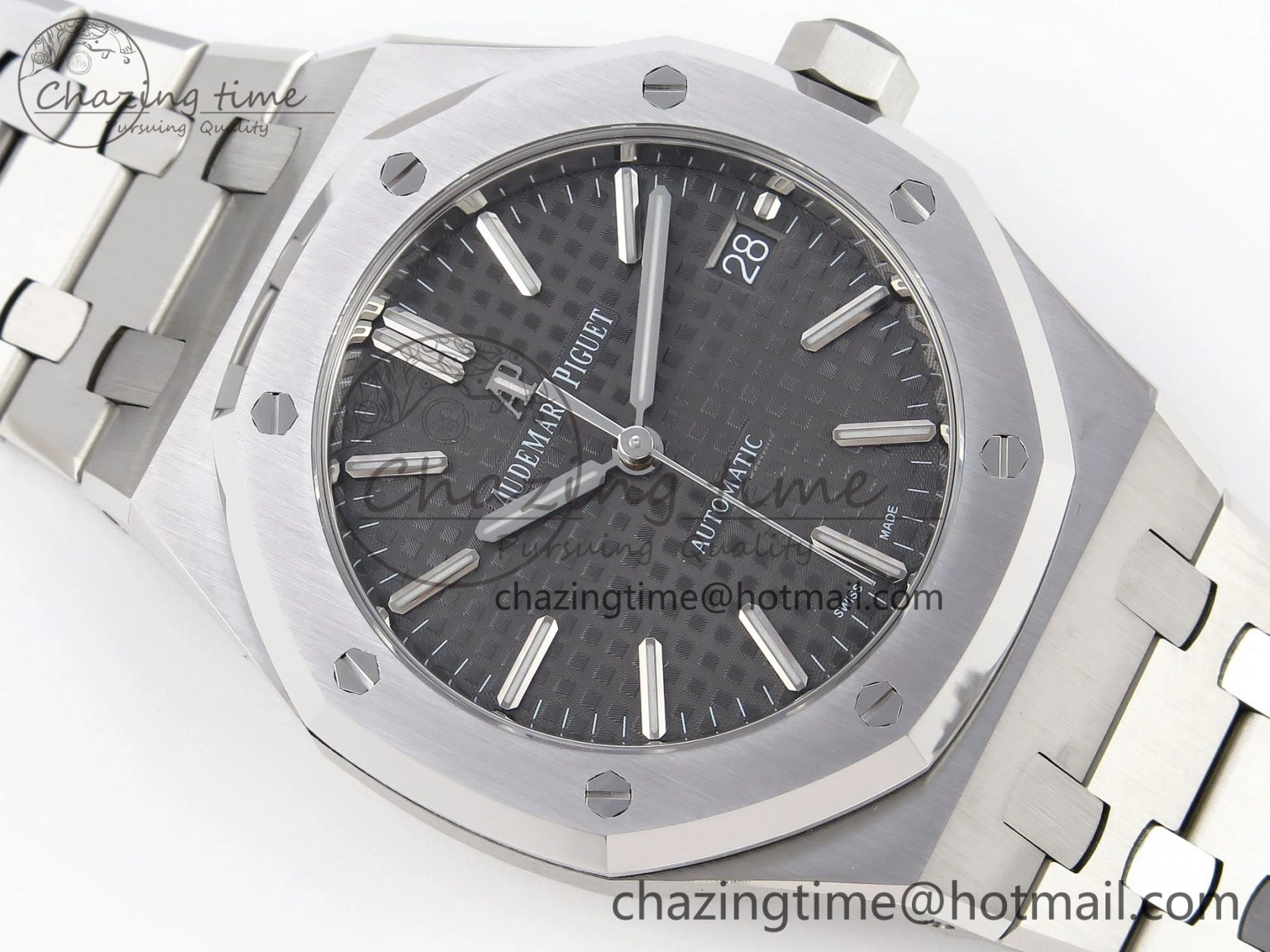 Sustainable Royal Oak 37mm 15450 SS APSF 1:1 Best Edition Gray Textured Dial on SS Bracelet SA3120 Super Clone 4568