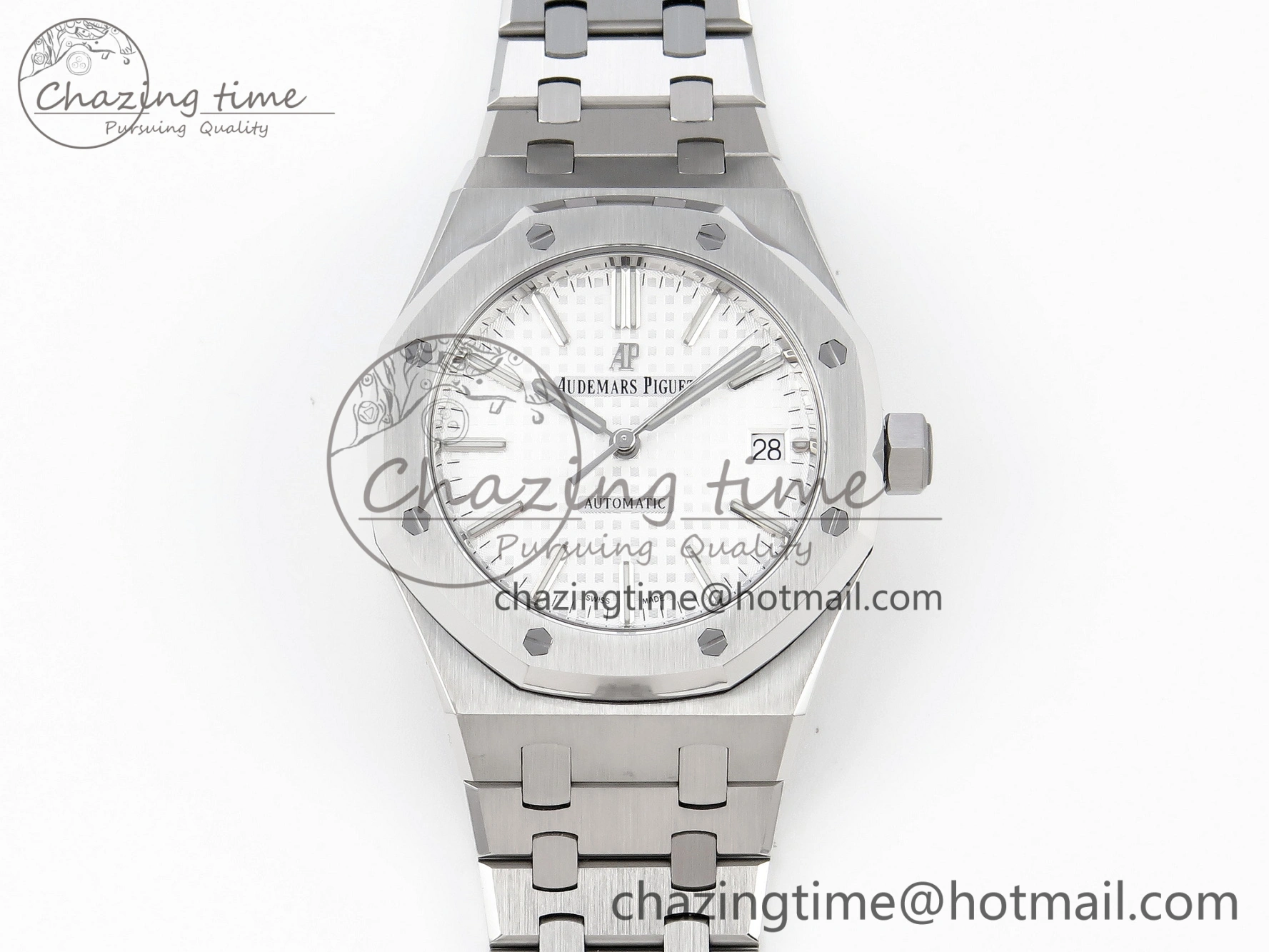 Thermal Royal Oak 37mm 15450 SS APSF 1:1 Best Edition White Textured Dial on SS Bracelet SA3120 Super Clone 4567