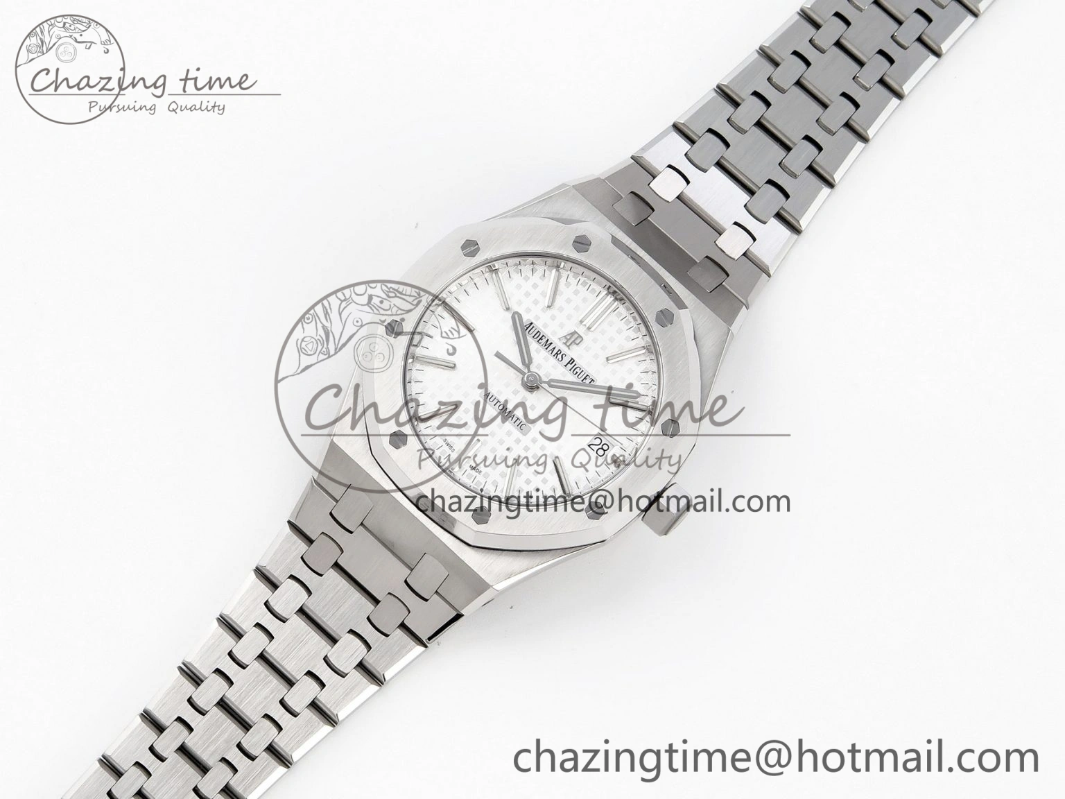 Thermal Royal Oak 37mm 15450 SS APSF 1:1 Best Edition White Textured Dial on SS Bracelet SA3120 Super Clone 4567
