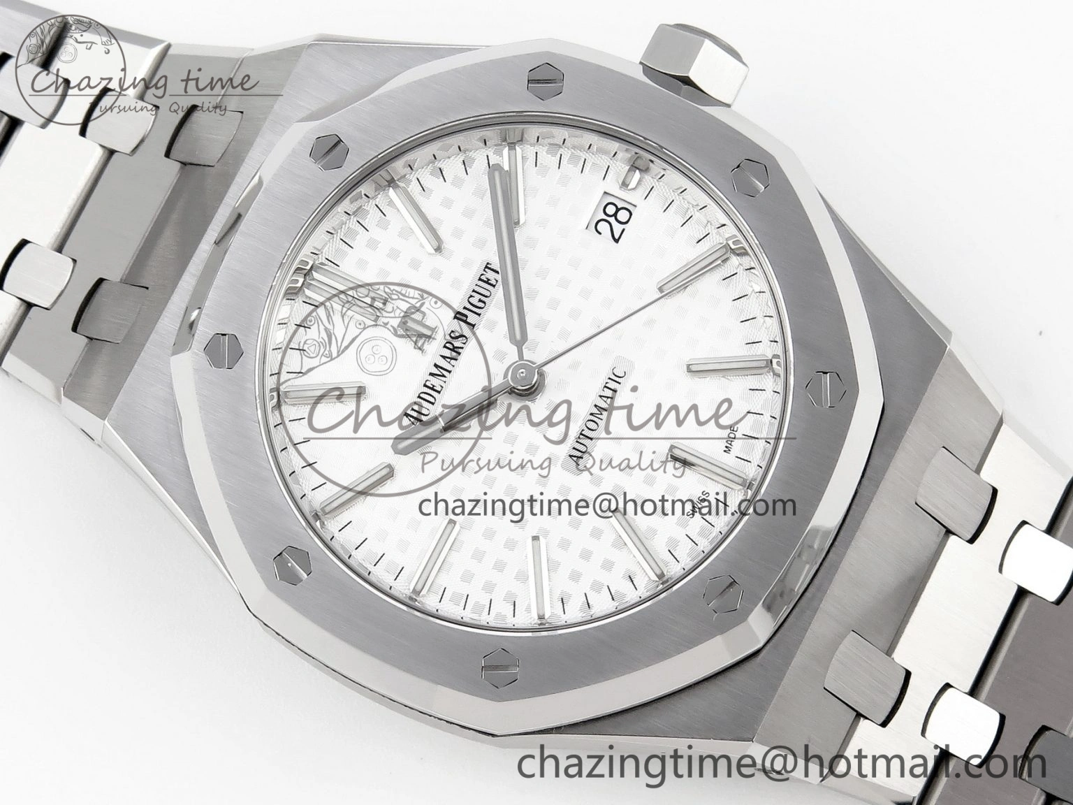 Thermal Royal Oak 37mm 15450 SS APSF 1:1 Best Edition White Textured Dial on SS Bracelet SA3120 Super Clone 4567