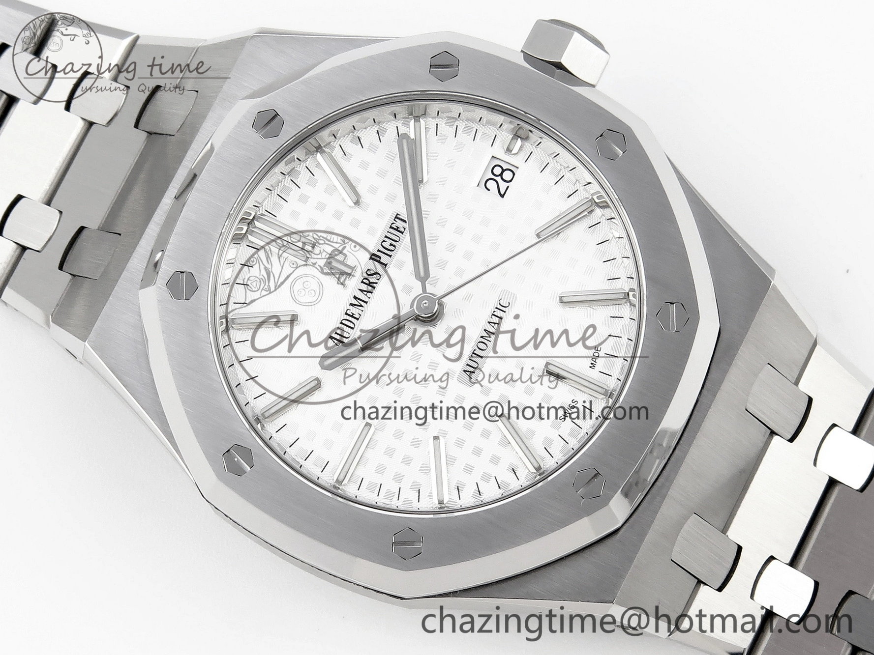 Thermal Royal Oak 37mm 15450 SS APSF 1:1 Best Edition White Textured Dial on SS Bracelet SA3120 Super Clone 4567