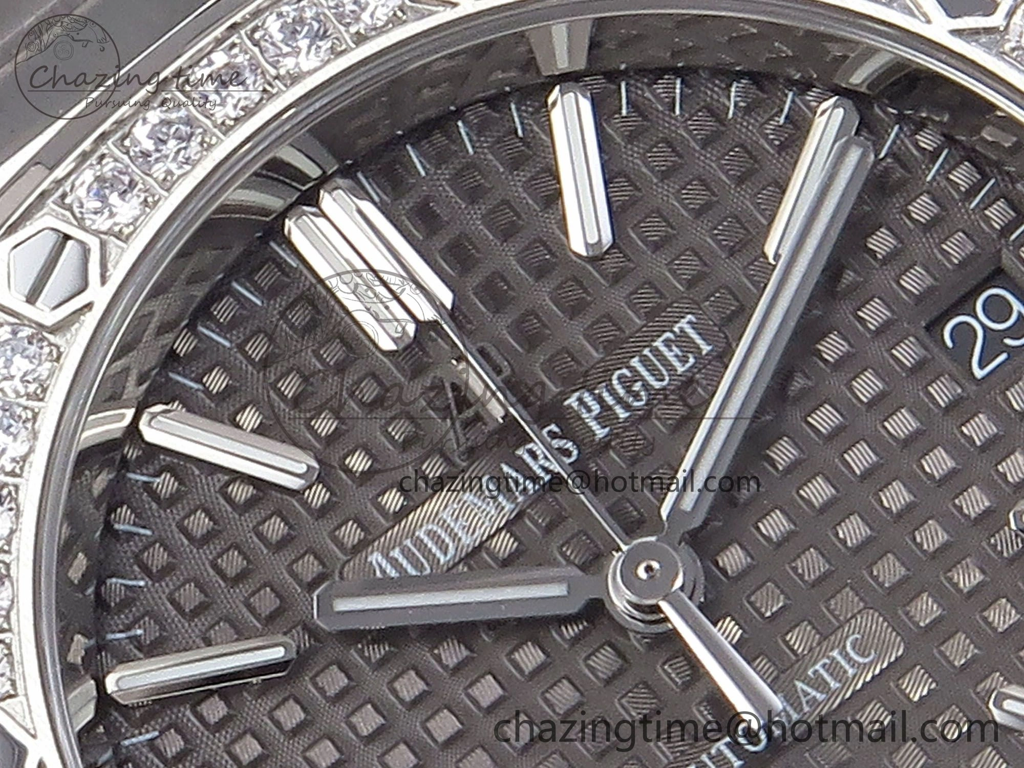 Royal Oak 37mm 15450 SS Diamonds Bezel IPF Best Edition Gray Dial on SS Bracelet SA3120 Super Clone OnTrend 4414