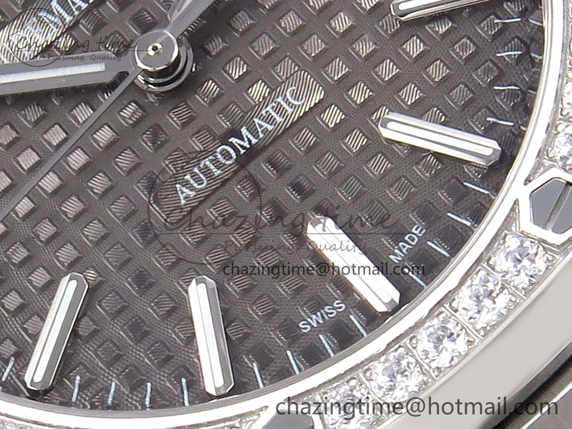 Royal Oak 37mm 15450 SS Diamonds Bezel IPF Best Edition Gray Dial on SS Bracelet SA3120 Super Clone OnTrend 4414