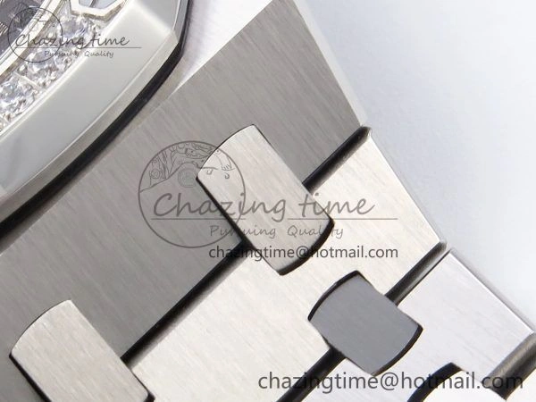 Royal Oak 37mm 15450 SS Diamonds Bezel IPF Best Edition Gray Dial on SS Bracelet SA3120 Super Clone OnTrend 4414