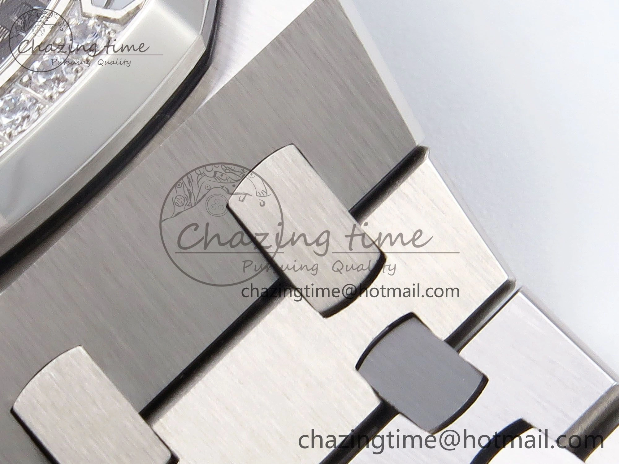 Royal Oak 37mm 15450 SS Diamonds Bezel IPF Best Edition Gray Dial on SS Bracelet SA3120 Super Clone OnTrend 4414