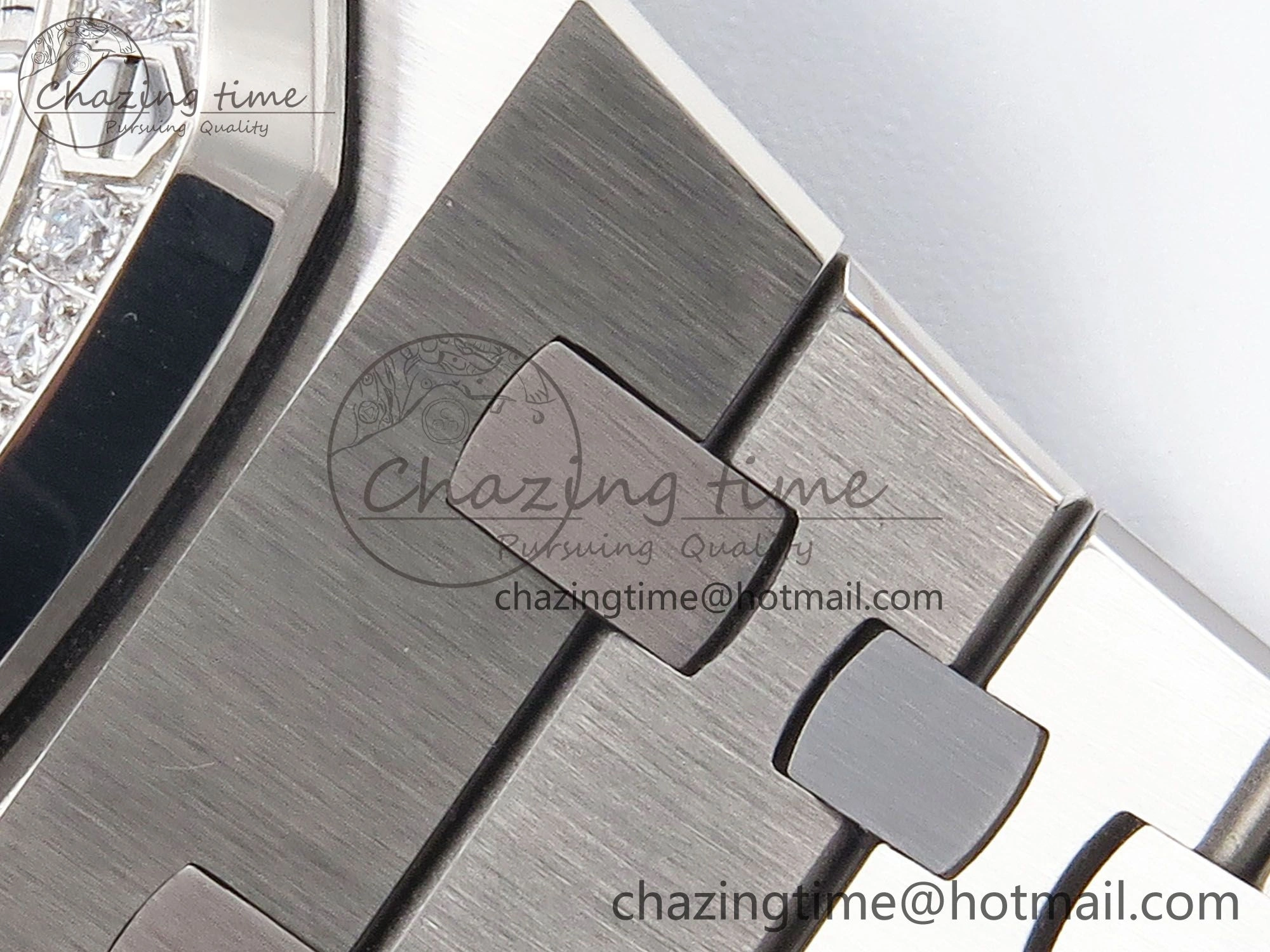 Royal Oak 37mm 15450 SS Diamonds Bezel IPF Best Edition White Dial on SS Bracelet SA3120 Super Clone Snug 4415