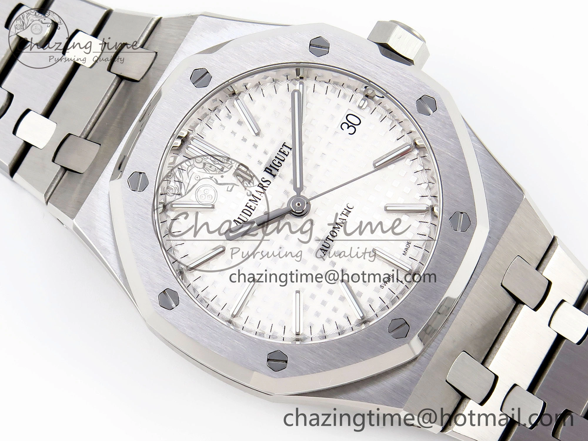 HighPerformance Royal Oak 37mm 15450 SS IPF Best Edition White Dial on SS Bracelet SA3120 Super Clone 4561