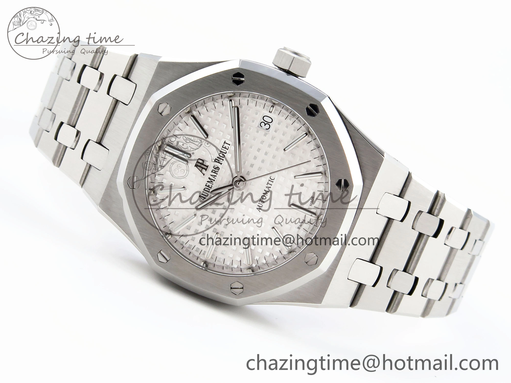 HighPerformance Royal Oak 37mm 15450 SS IPF Best Edition White Dial on SS Bracelet SA3120 Super Clone 4561